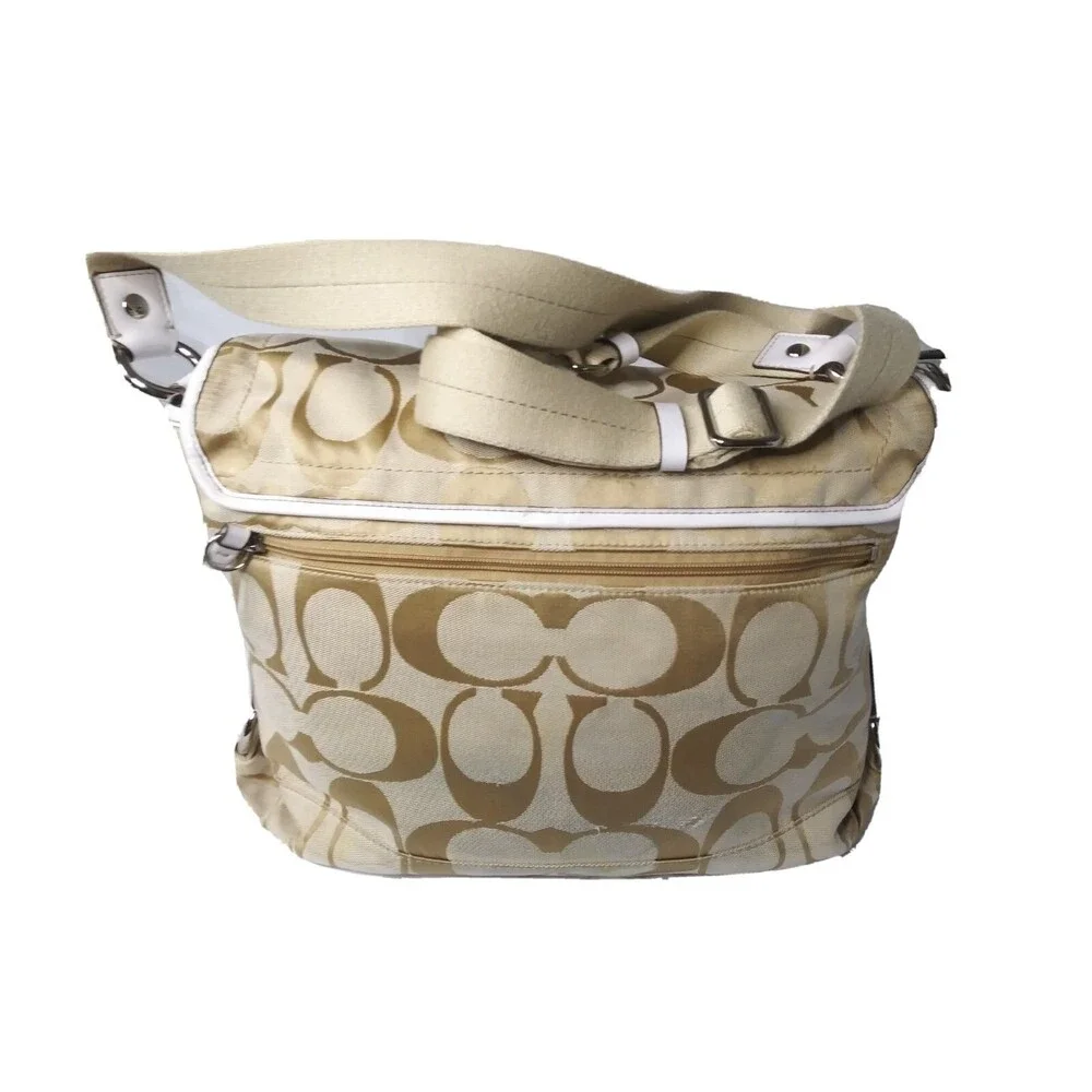 Coach Daisy Signature Messenger Bag F16557 Light Khaki & White